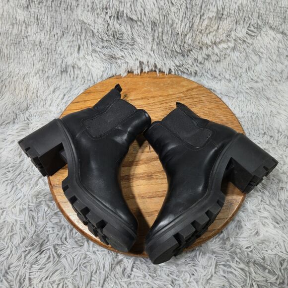 Arizona Moss Womens Size 7M Black Retro Chic Block Heeled Chelsea Booties Boots - Picture 4 of 8